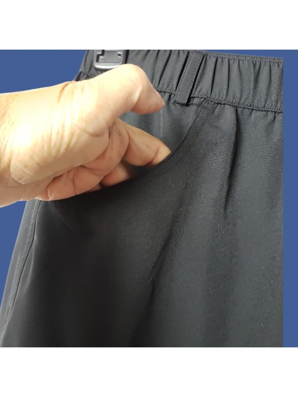 Santiny Womens Cropped Cargo Pants W/Elastic Waist & Adjustable Hem Black Small - Picture 9 of 15